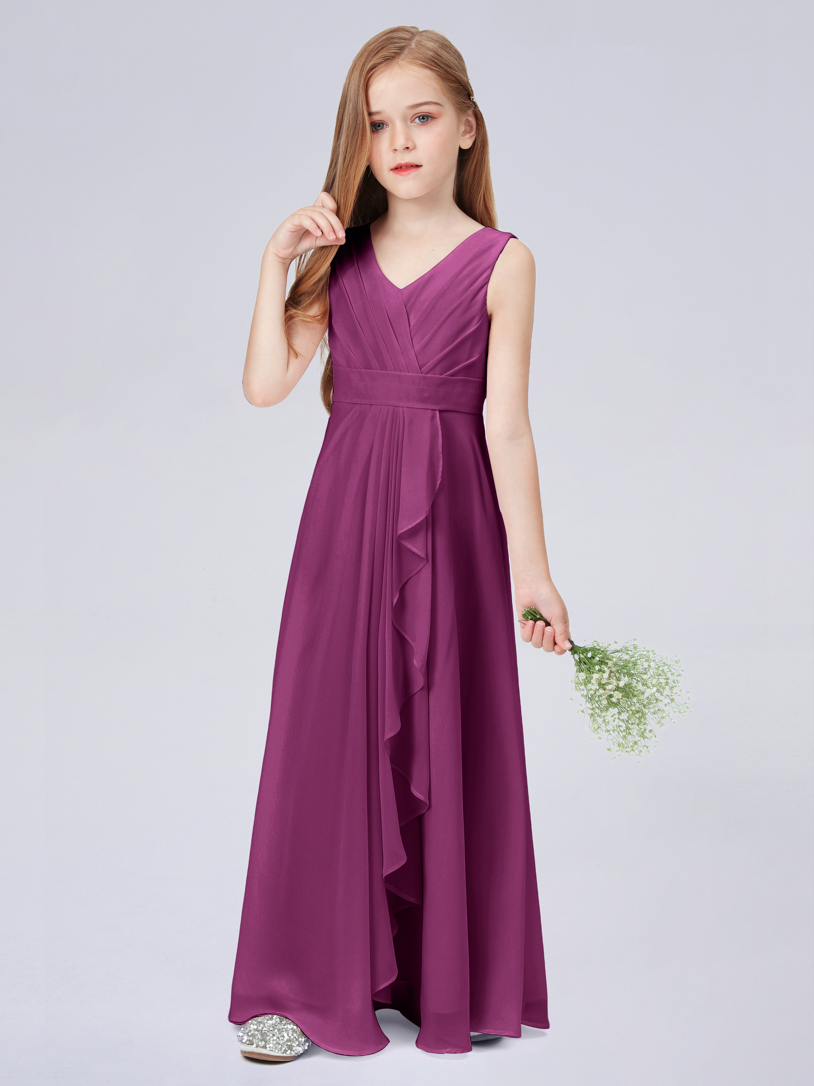 Trägerkleid für Junge Brautjungfern mit Cascade