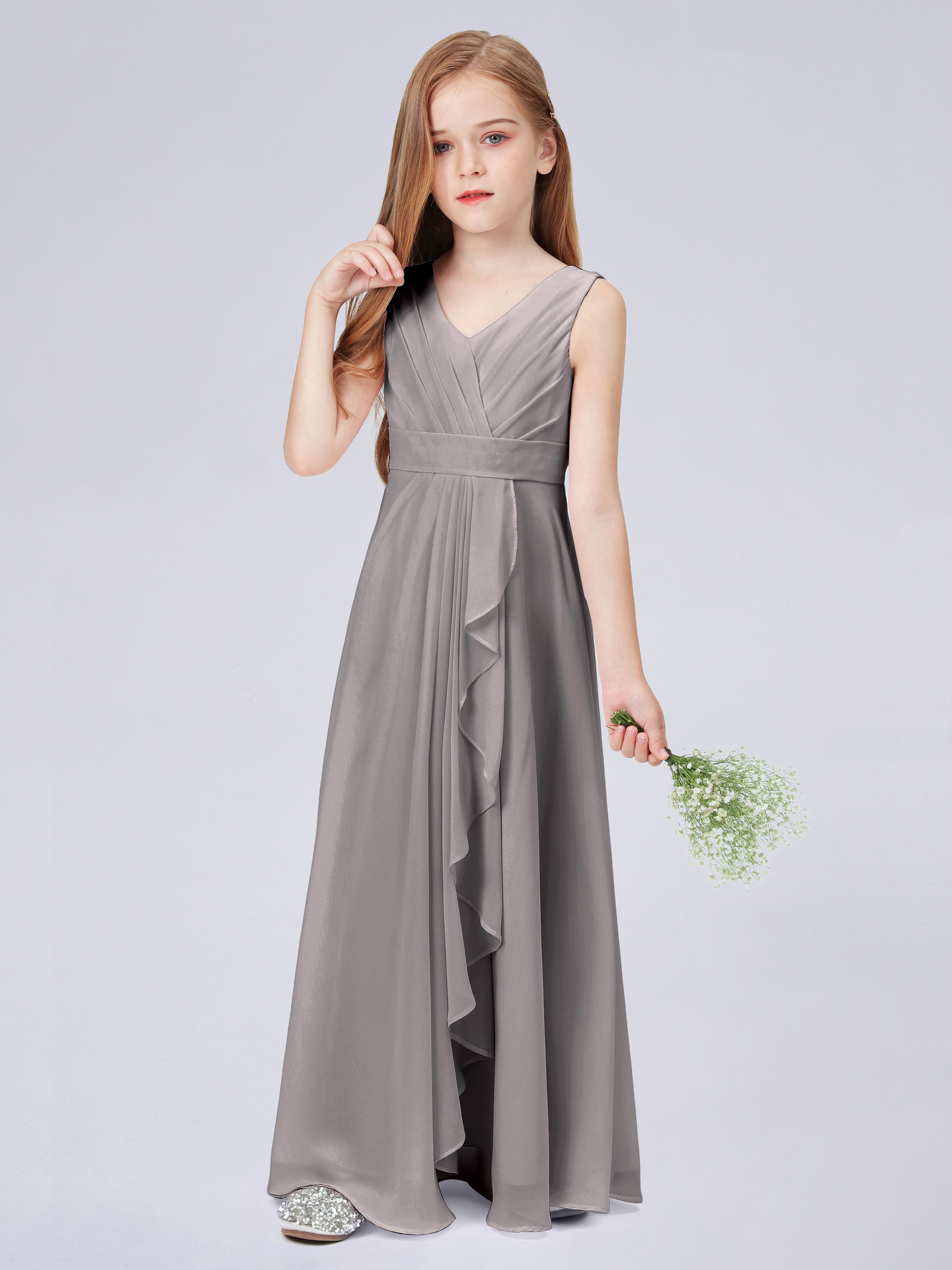 Trägerkleid für Junge Brautjungfern mit Cascade