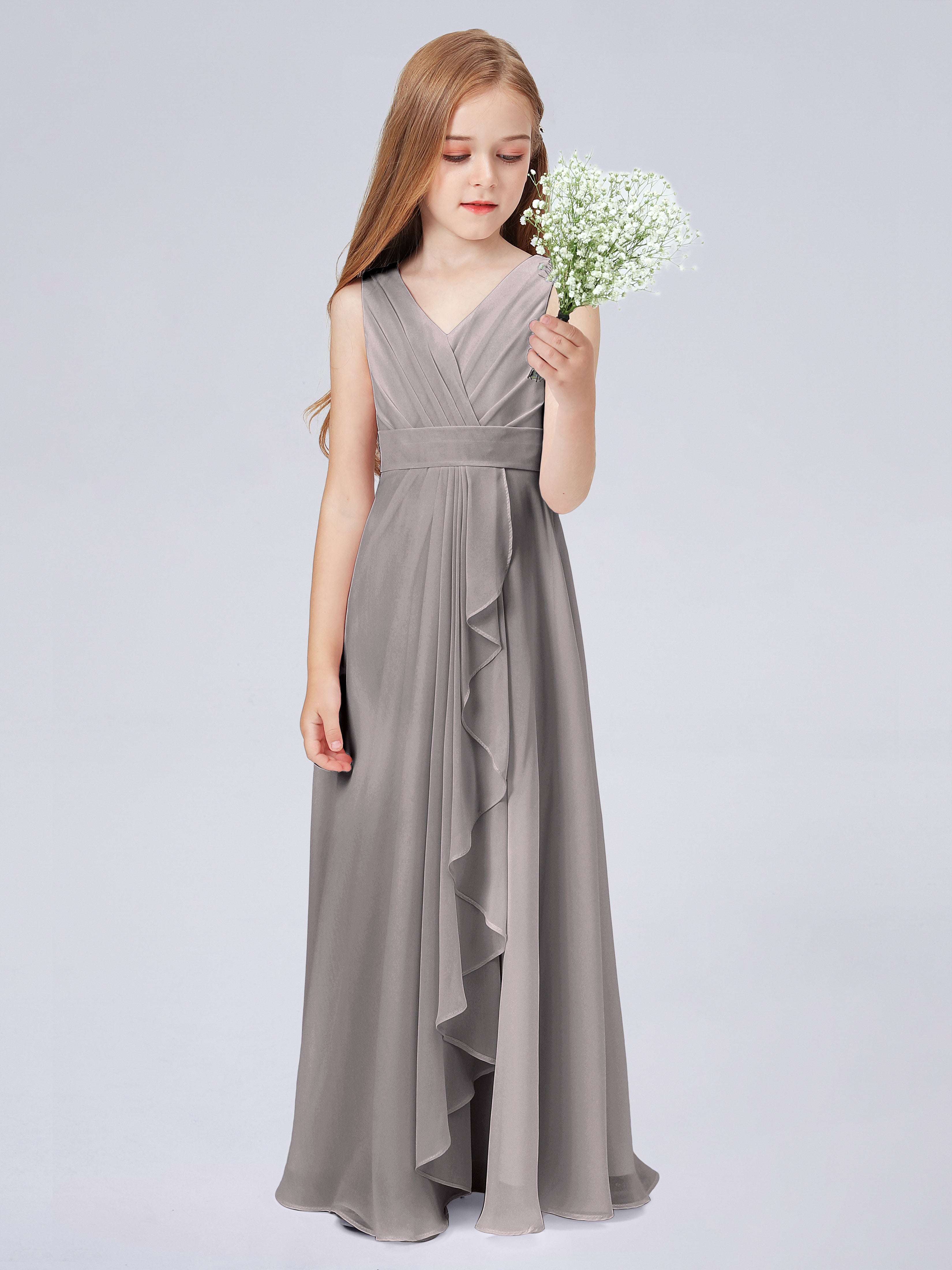 Trägerkleid für Junge Brautjungfern mit Cascade