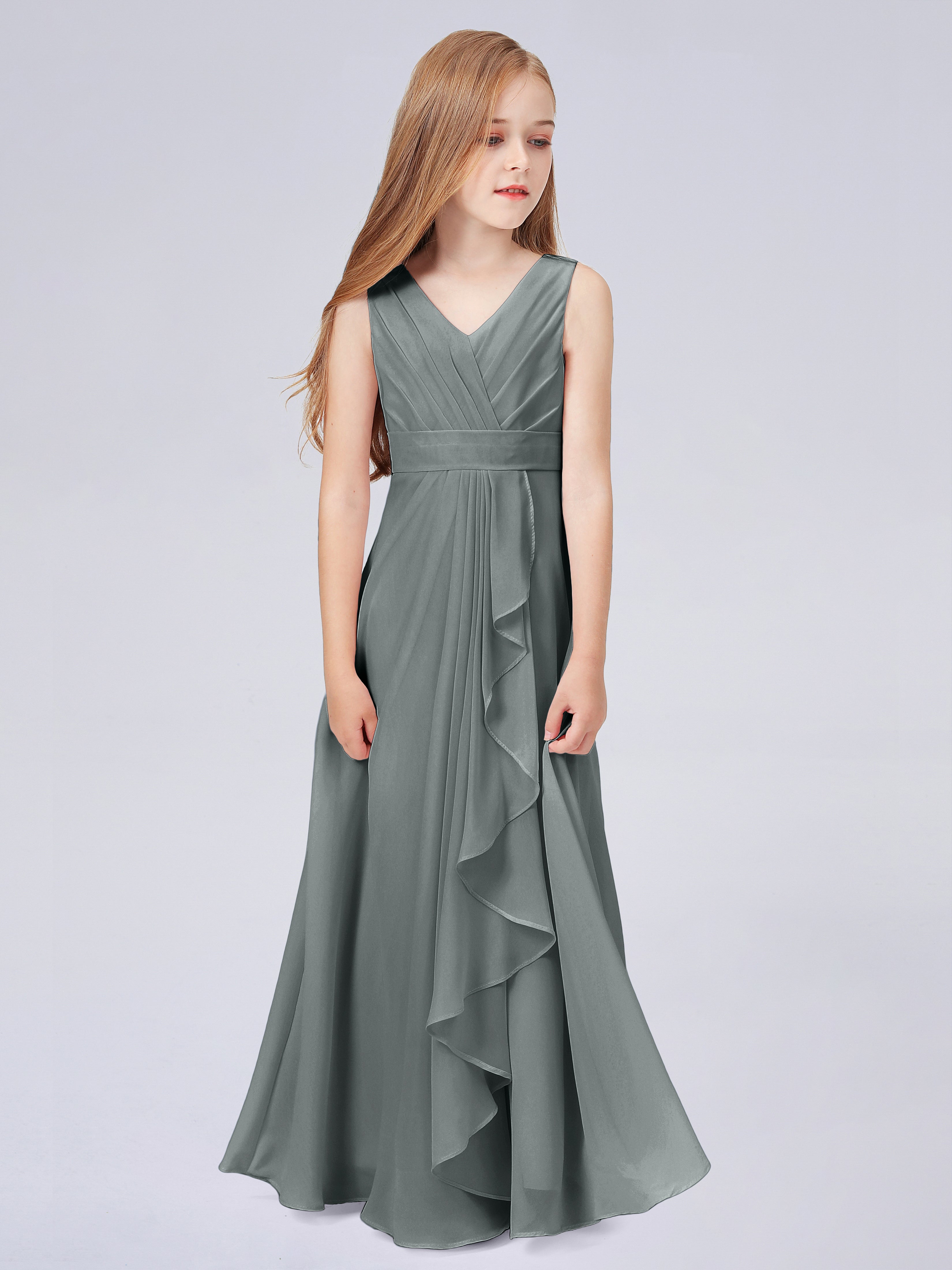 Trägerkleid für Junge Brautjungfern mit Cascade