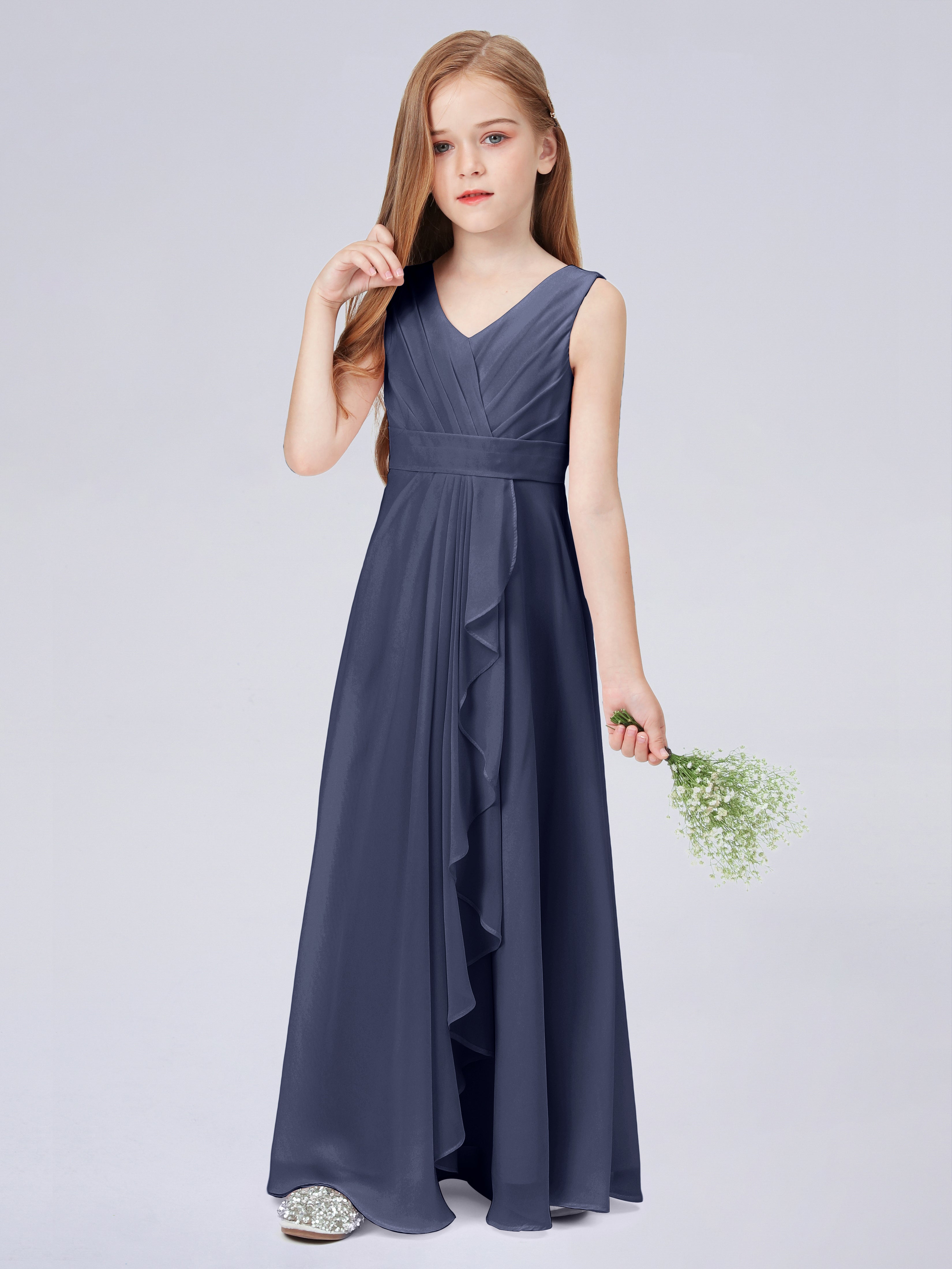 Trägerkleid für Junge Brautjungfern mit Cascade