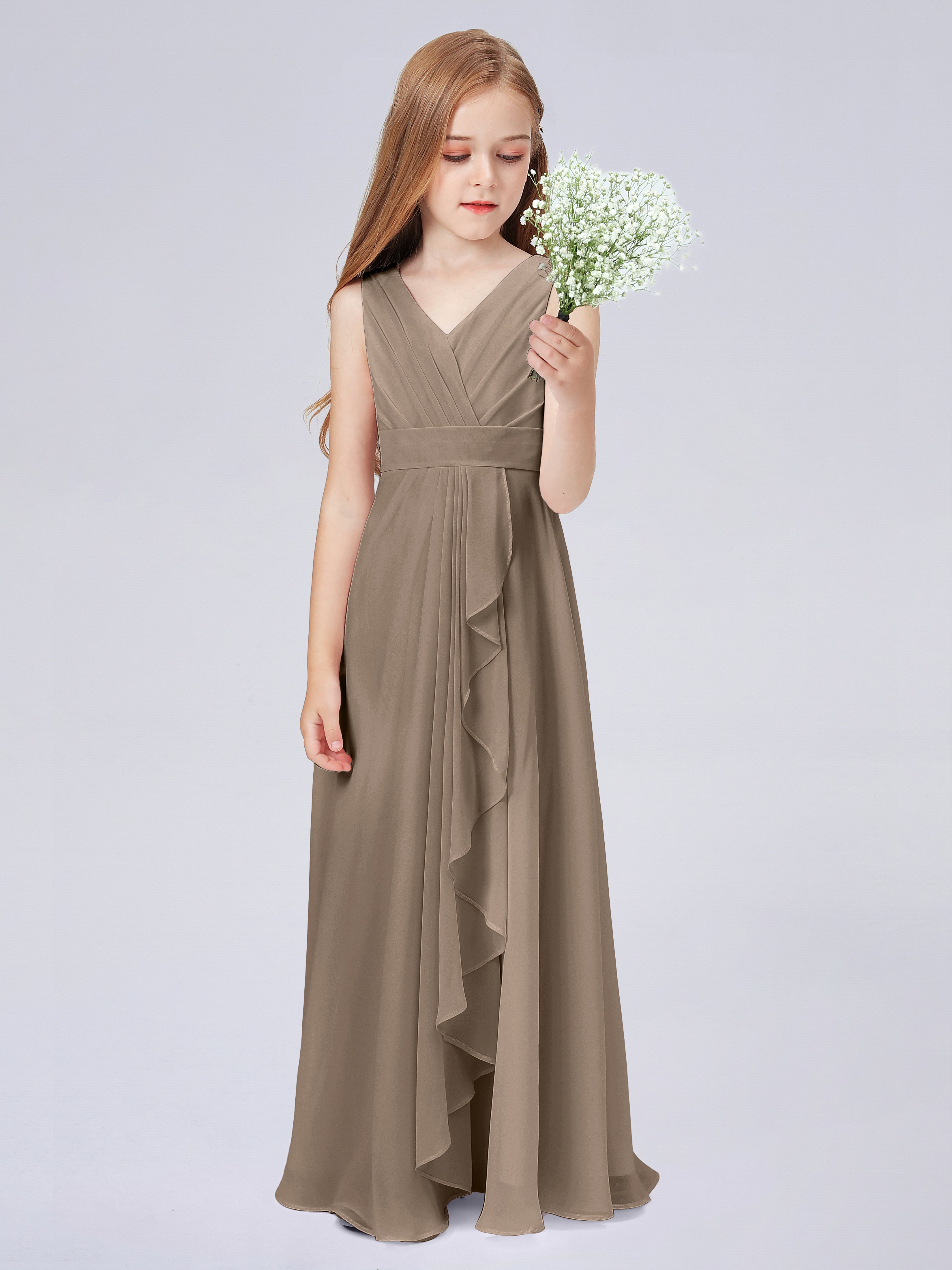 Trägerkleid für Junge Brautjungfern mit Cascade