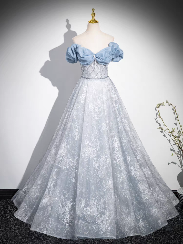 Entblößte Schulter V-Ausschnitt Quinceanera Kleid aus Satin und Tüll