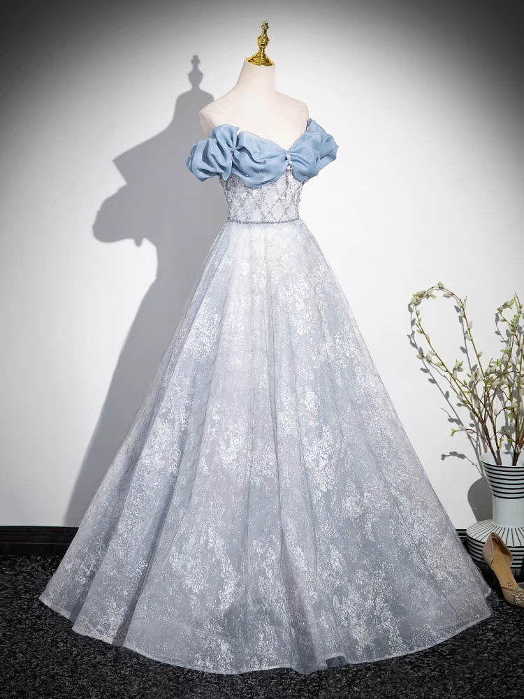 Entblößte Schulter V-Ausschnitt Quinceanera Kleid aus Satin und Tüll