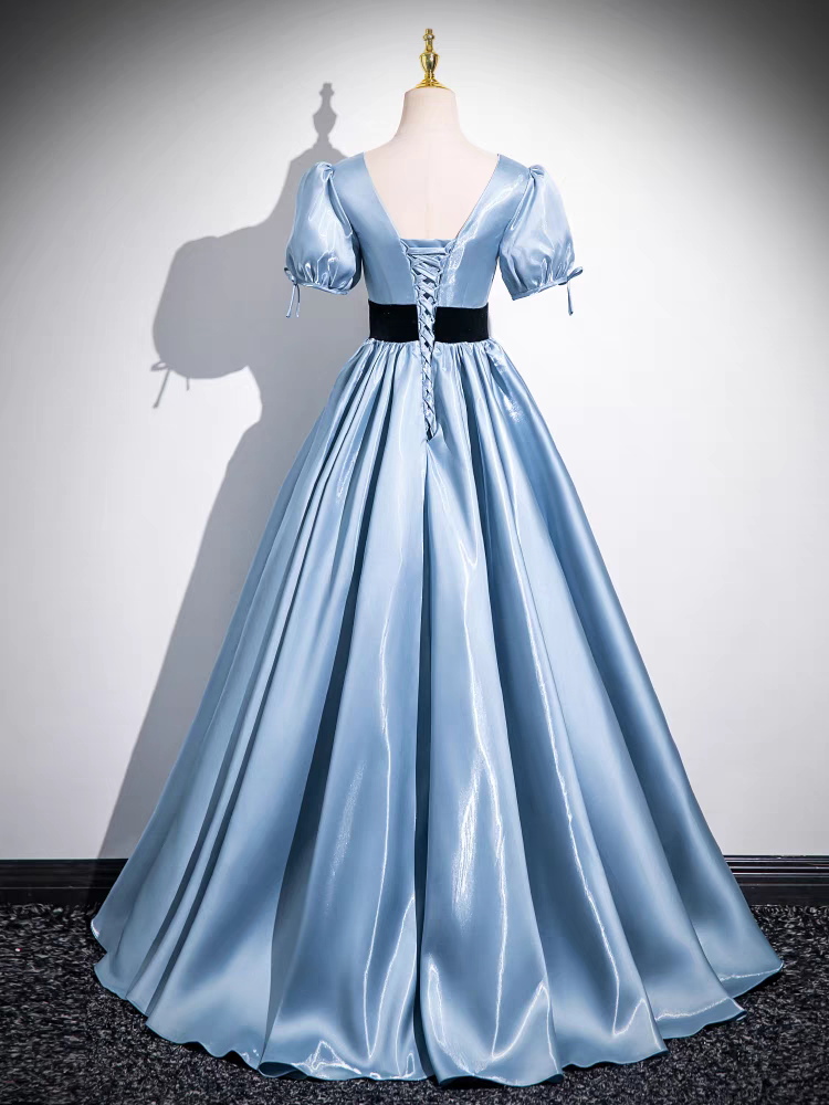 A-Linie V-Ausschnitt Ballkleid Kurze Ärmel Satin Prinzessin Quinceanera Kleid